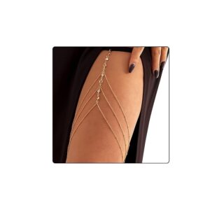 Fabme Multi-Layered Gold Plated Celebrity Thigh Chain for Women